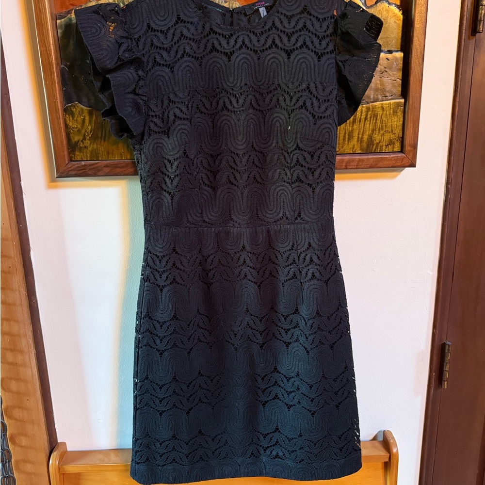 Trina Turk Elegant Black Lace Mini Dress